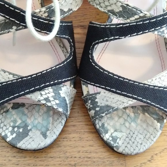 Plenty by Tracy Reese "Annie" Leather and Canvas Sandals - Size 38 (US 8) - Picture 11 of 12